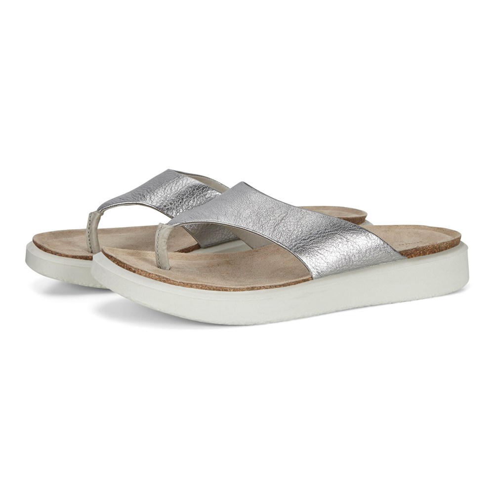 Sandalias Mujer - ECCO Corksphere Thong - Plateados - MUW617428